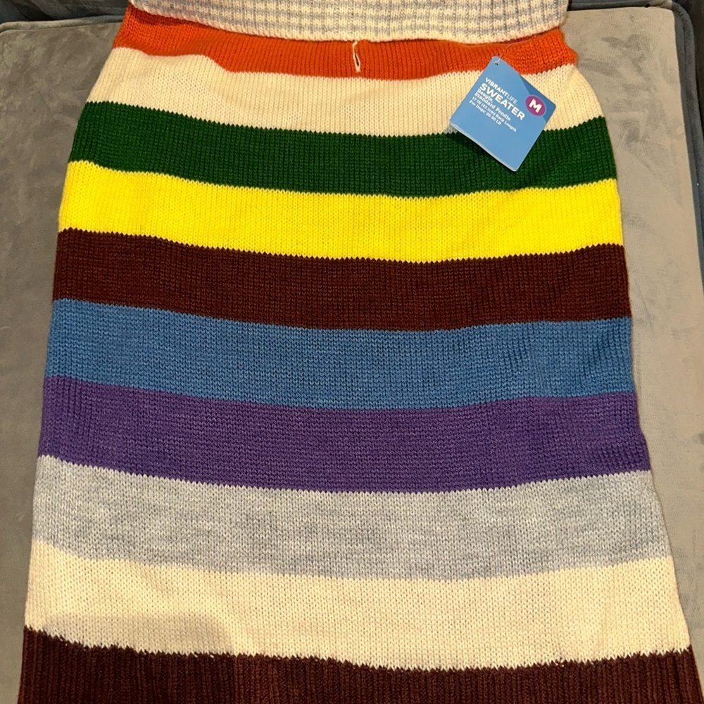 NEW VibrantLife Dog / Pet Multicolor Striped Knit Sweater Skirt